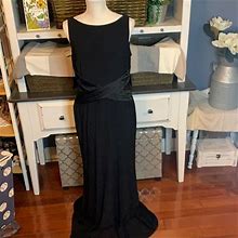 Lauren Ralph Lauren Dresses | Lauren Ralph Lauren Black Sleeveless V-Neck Ruched Waist Evening Gown Sz 12, Nwt | Color: Black | Size: 12
