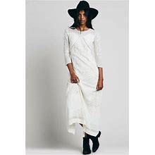 Free People Dress Say You Love Me Embroidered Ivory Maxi Dress Size 0