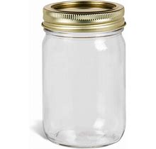 12 Oz Eco Mason Glass Jar With Gold Two-Piece Lid By Specialty Bottle