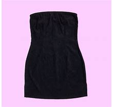 1990S PRÉ Black Microsuede Strapless Mini Dress