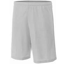 A4 N5255 9 in. Adult Lined Micromesh Shorts - Silver, 3XL