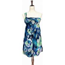 Loft Dresses | Nwt Ann Taylor Loft One Shoulder Silk Dress | 4 Petite | Color: Black/Blue | Size: 4