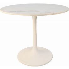 Givseppe 36 Inch Round Marble Top Dining Table - White