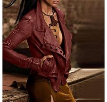 Women Plus Size Jacket Coat Lady Faux Leather Jacket Lady Long Sleeve Short Coat