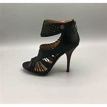 Boutique 9 Jessa Black Leather Perforated Strappy Sandals Size 6 NIB $160