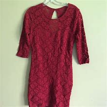 2B Bebe Dresses | Red Lace Like Body Con Dress | Color: Red | Size: Xl