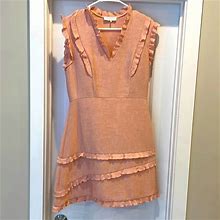 Sandro Dresses | Sandro Pink/Peach Beautiful Ruffled A-Line Mini Dress | Color: Pink | Size: 3 - M/L