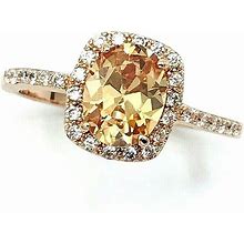 Fragrant Jewels Signed FJ Rose Gold Halo Ring Size 10