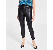 I.N.C. International Concepts Women's Faux-Leather Skinny Pants, Created For Macy's - Deep Black - Size 18