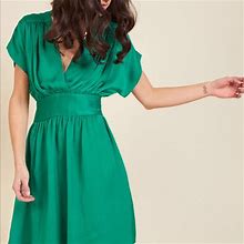 Modcloth Dresses | Clover Green A-Line Knee Length Silk Dress | Color: Green | Size: 2X