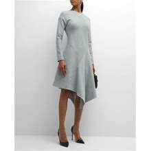 Natori Asymmetric A-Line Jersey Midi Dress, Grey, Women's, Petite, Casual & Work Dresses Jersey Dresses