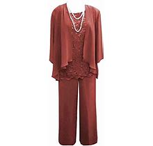 Dressy Pant Suits For A Wedding Lace Wedding Pants Suits For Women Dressy Russet Formal Evening Gown US 16