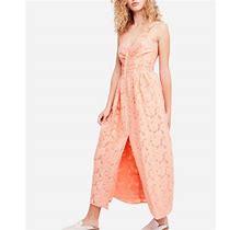 Free People Womens Coral Daisy Sleeveless Scoop Neck Full-Length Dress
