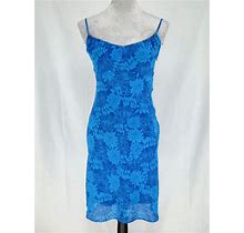 Express Sundress Dress Sz 1 / 2 Juniors Blue Floral Lined Zipper Strappy Halter