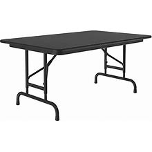 Correll 30" X 48" Black Granite Light Duty Melamine Adjustable Height Folding Table With Black Frame