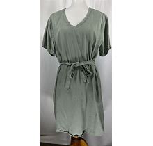Cloth & Stone Dresses | Cloth And Stone Green Short Sleeve V Neck Waist Tie Dress Size Xl Tencel | Color: Green | Size: Xl