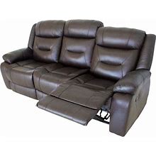Leather Reclining Sofa (Power, Brown)