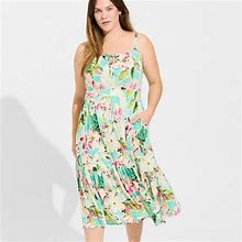 Torrid Dresses | Nwt Torrid Midi Supersoft Tiered Tie Front Dress Floral | Color: Cream/Green | Size: 3X