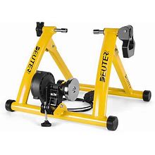Bike Trainer, Magnetic Bicycle Stationary Stand For Indoor Exercise Riding, 26-29" & 700C Wheels, Quick Release Skewer & Front Wheel Riser Block