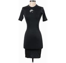 Nike Casual Dress - Bodycon High Neck Short Sleeves: Black Graphic Dresses - Women's Size X-Small
