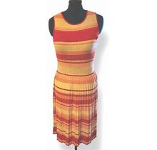 Kate Spade Ny Women's Sweater Dress Orange Stripe Scoop Neck