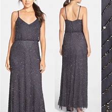 Adrianna Papell Dresses | New Adrianna Papell Beaded Blouson Art Deco Gown | Color: Blue/Gray | Size: 14