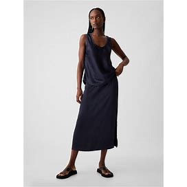 Women's Satin Midi Skirt By Gap Navy Blue Tall Size XL
