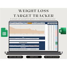 Weight Loss Planner For Excel Gsheets, Tracker For Weight Loss, Weight Loss Journal, Weight Loss Tracker, Weight Loss Goals