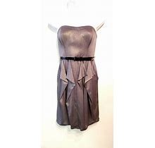 Jessica Simpson Dress 10 Shimmer Gold Gray Dress Removable Straps Belted Party