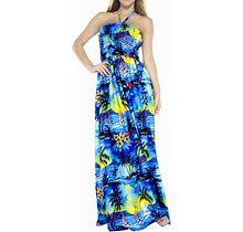LA LEELA Women's Summer A Line Maxi Beach Dress Boho Smocked Top Evening Long Strapless Tube Dresses For Women