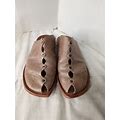CYDWOQ Womens Sandals Size 38.5 US 8 8.5 Brown Leather Mules Slip On Flats