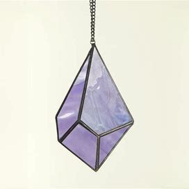 Stained Glass Gemstone Suncatcher - Amethyst | Decorative Accents | Unique Decorative Home Accents | Uncommon Goods | Cat Gifts | Holiday Gifts
