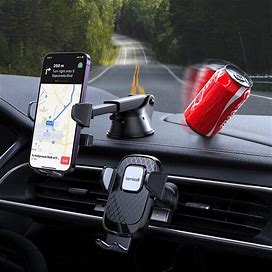 Lamicall Phone Mount For Car, [One Touch Auto Clamping] Car Cell Phone Holder Mount Dashboard Windshield Vent For iPhone 14 13 12 Pro Max, Samsung