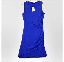 Guess Abelone Midi Dress Women's Size XS Blue Round Neck Sleeveless