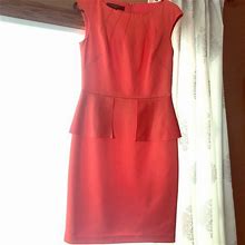 Nine West Dresses | Coral Peplum Shift Dress! | Color: Orange | Size: 4