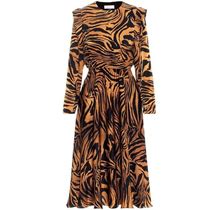 Nissa Zebra Print Satin Dress - Brown - Casual Dresses Size M