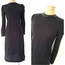 Melissa Petites Dresses | Vintage 80S Beaded Sweater Dress Size Medium Black | Color: Black | Size: Mp