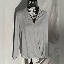 Adrianna Papell Tops | Adrianna Papell Long Sleeve Blouse | Color: Black/White | Size: L