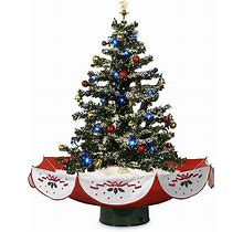 Fraser Hill Farms Green Let It Snow Series 29-In. Star Topper And Red Umbrella Base Animated Musical Tree