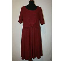 Torrid Super Soft Plush Sz 2 Brick Red Knit Wrap Waist Skater Dress