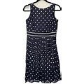 Talbots Navy Polkadots Preppy Dress Size 4 Petite Could Fit Small F61