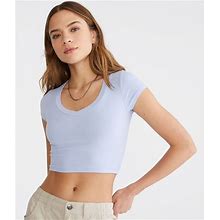 Aeropostale Womens' Seriously Soft Ribbed V-Neck Baby Tee - Light Blue - Size XXL - Spandex - Teen Fashion & Clothing - Shop Spring Styles
