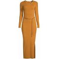 MICHAEL Michael Kors Women's Merino-Wool-Blend Belted Midi-Dress - Marigold - Size Small