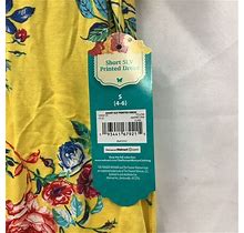 The Pioneer Womens Dress Yellow Floral Short Sleeves Scoop Neck A Line
