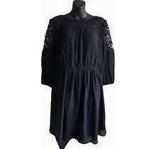 Loft Dresses | Nwt Loft Black Dress With Embroidered Lace Accents. Xl/16 | Color: Black | Size: 16
