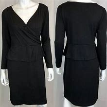 Talbots Dresses | Talbots Wool Peplum Long Sleeve Wrap Sheath Dress | Color: Black | Size: Mp