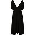 GANNI - V-Neck Poplin Midi Dress - Women - Organic Cotton - 44 - Black