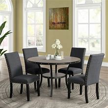 New Classic Furniture Crispin 5-Piece Wood Dining Set With 48 in. Round Dining Table And 4 Chairs, Granite