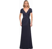 La Femme 29926 - Short Sleeved Ruched A Line Dress