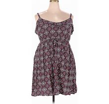 Torrid Casual Dress Square Sleeveless: Burgundy Floral Motif Dresses - Women's Size 3X Plus